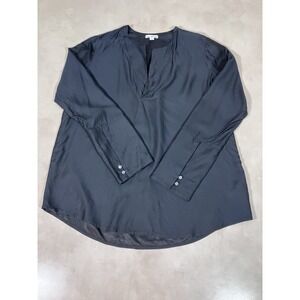 Standard James Perse Women 3 L Large Black Long Sleeve V Tunic Minimalist Office